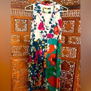 Anthropologie collared sleeveless floral knee-length dress, size 4